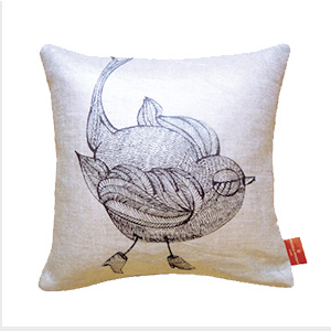 Coussin Petit Oiseau en lin