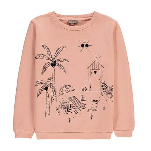 Sweat brodé Jardin rose