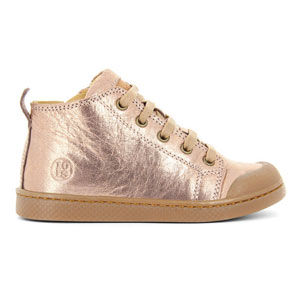 Baskets Cuir Irisé Lacets Zip Ten Mid Rose