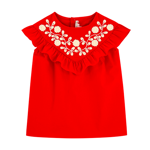 Blouse brodée rouge