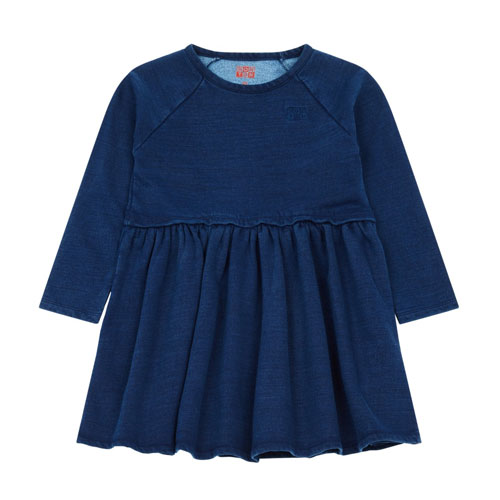 Robe bi-matières indigo