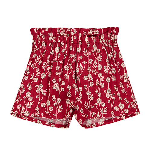 Short fleuri rouge