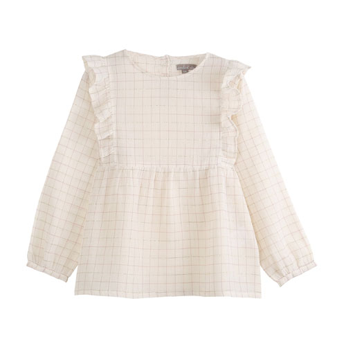Blouse carreaux lurex ecru