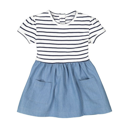Robe bi-matière à manches courtes