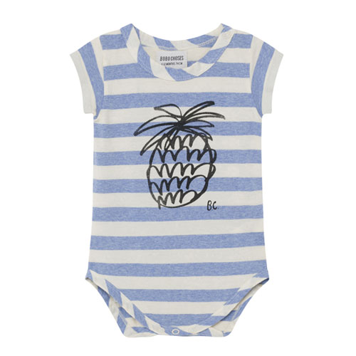 Body Ananas coton bio bleu ciel