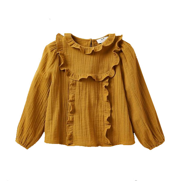 Blouse plastron volanté