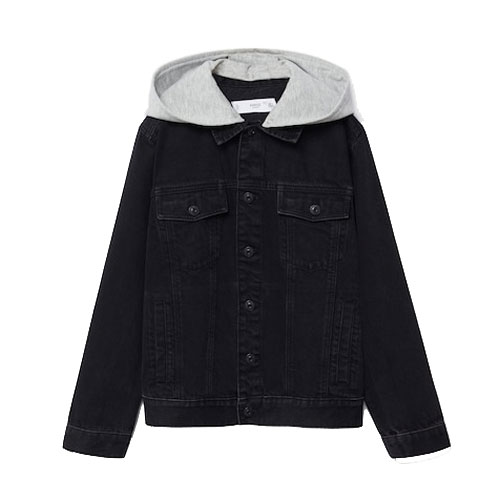 Veste denim capuche amovible