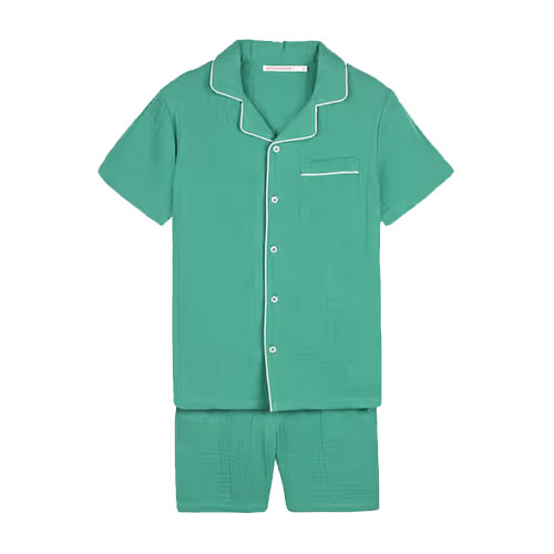 Pyjama en gaze de coton vert