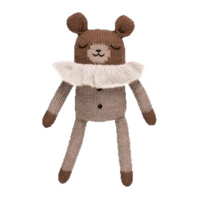Doudou ourson en pyjama avoine