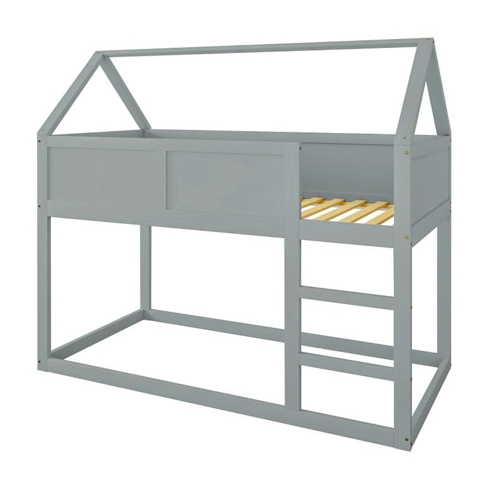 Lit superposé en bois gris