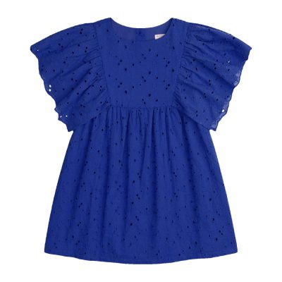 Robe bleue à broderie anglaise