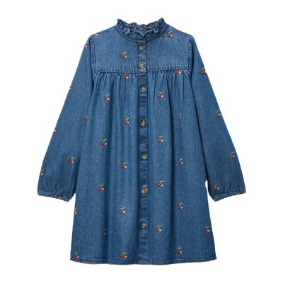 Robe en denim brodée