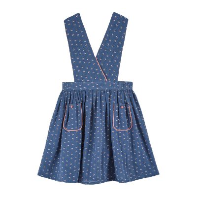 Robe tablier Mini fleurs bleu