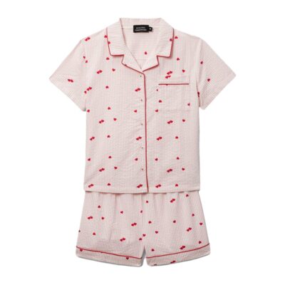 Pyjama chemise short en seesucker